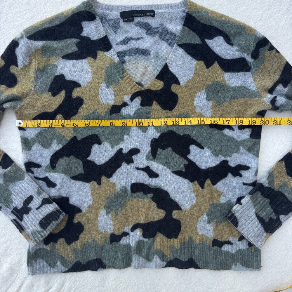 360 Cashmere Camo Sweater Women's XS Camouflage V-Neck Long Sleeve Pullover - Picture 5 of 9